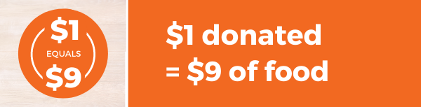 $1 donated equals $9 of food